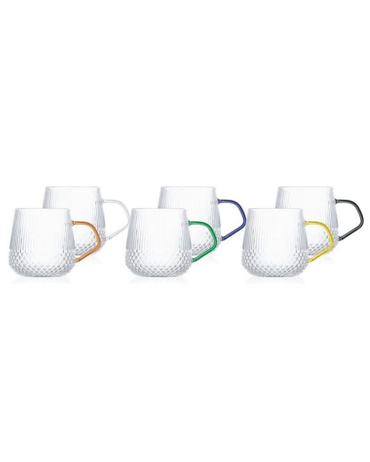 Luciano, Borosilicate 400Ml Single Wall Glass Cups 6Pcs Set