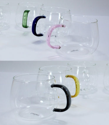 Luciano, 350Ml Borosilicate Single Wall Color Handles Glass Cup Set In Gift Box