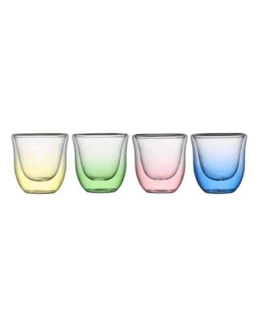 Luciano, High Borosilicate 80Ml Multi Color Double Wall Cawa Glass Cups B/I7