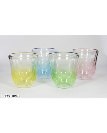 Luciano, High Borosilicate 80Ml Multi Color Double Wall Cawa Glass Cups B/I7