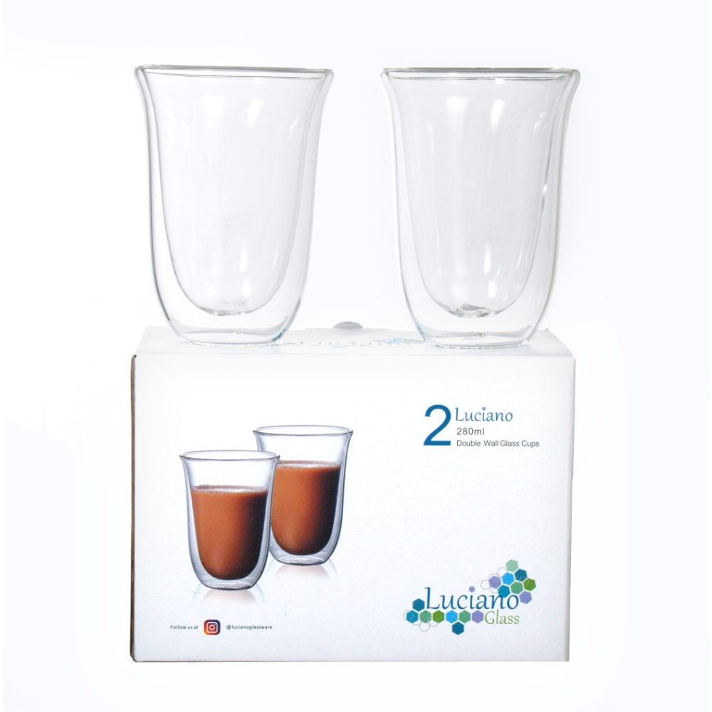 Luciano, 280ml Borosilicate / Double Wall / Isotherm Cawa Shape / Glass Cups Set