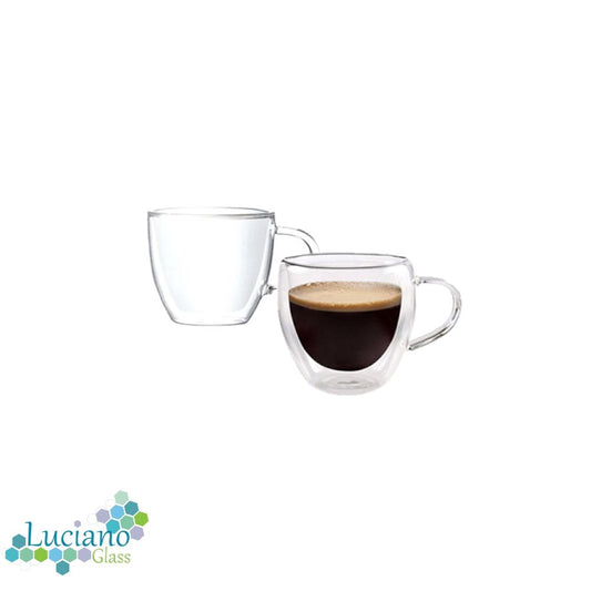 Luciano, 250ml Borosilicate / Isotherm / Double Wall Zicco Glass with Handles 2PC Cup in Gift Box