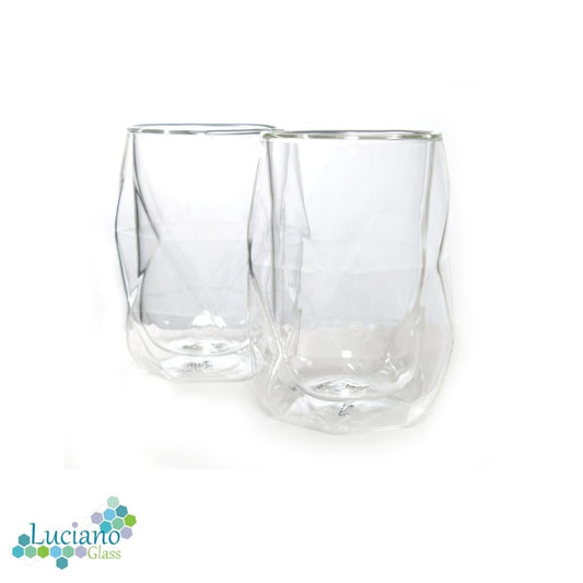 Luciano, 250Ml Borosilicate / Isotherm / Double Wall Geometrical Glass Cup Set