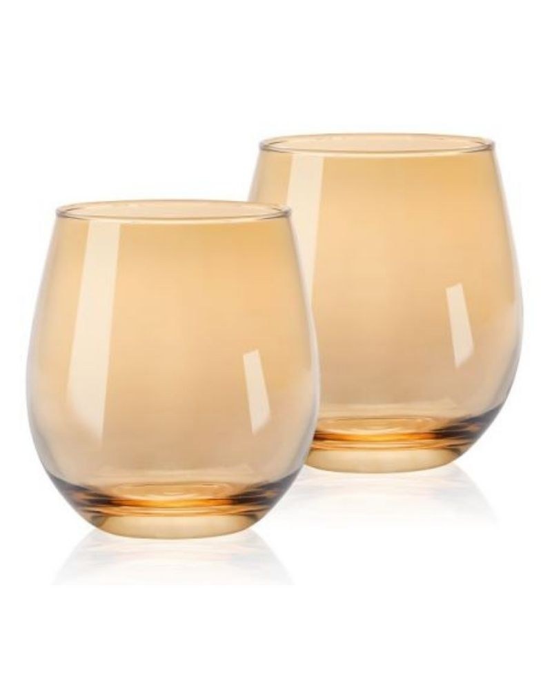 Luciano, 350Ml Cristal Cups 2Pcs Set Gold Color