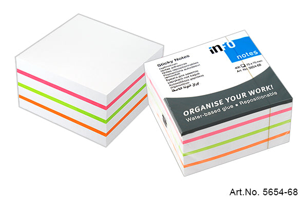 Info Notes, Sticky Notes 75X75Mm, Mix Neon, Pack Of 450 Sheets