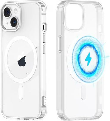 Magnetic Clear Phone Case For Iphone 16 Transparent Shockproof Cover For Mag Wireless Charging Magnet Case