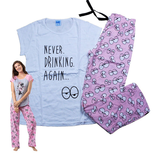 Max Lara, Women's Cotton Printed Night Suit - Never Drink Again, Available in Different Sizes