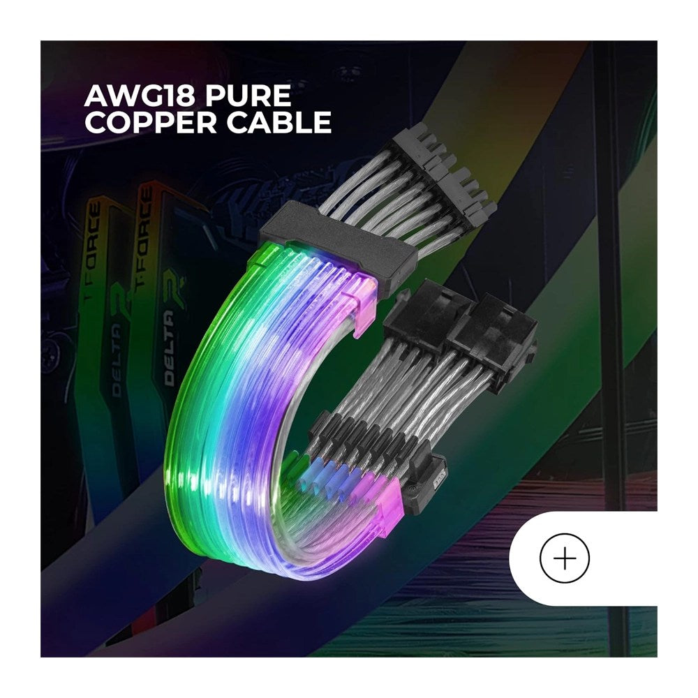 Mars, Gaming Mca-16 Premium 16Pin (8+8) Vga Power Extension Cable, Optical Fiber, Awg18 Pure Copper