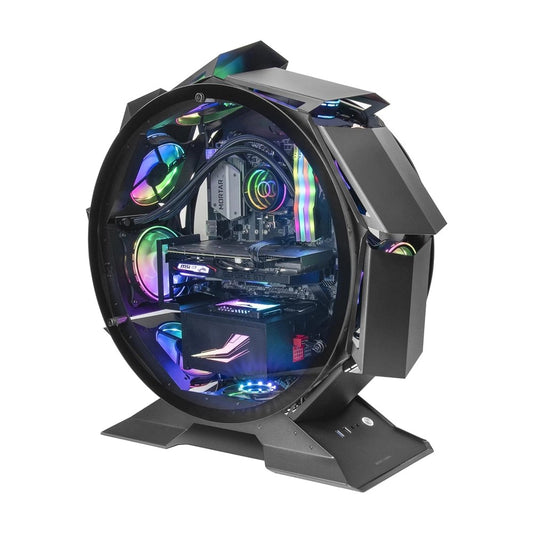 Mars, Gaming Mcorb Premium Custom Micro-Atx Case, Dual Glass, Round Shape, Available in Different Colors