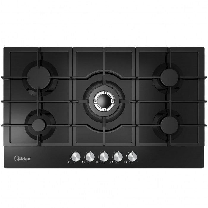 Midea, Gas Built-in 90CM 5 Burners Black Glass
