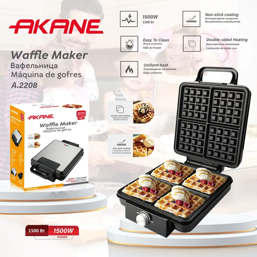 Akane, A-7523 Waffle Maker with Double Sided Heating, 1500W