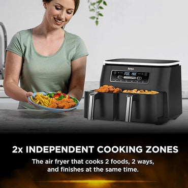 Ninja, Foodi Dual Zone Digital Air Fryer, 2 Drawers, 7.6L, 6-In-1, Uses No Oil, Air Fry, Af300