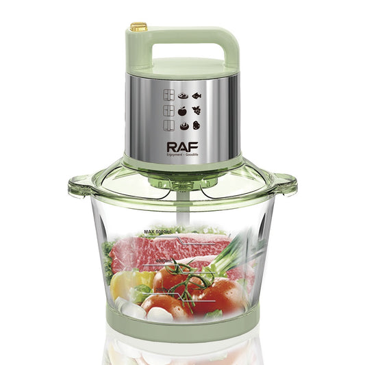RAF, R-7734 Food Chopper,500W, 5L, 360 Degree, Sharp Blades, Glass Jar
