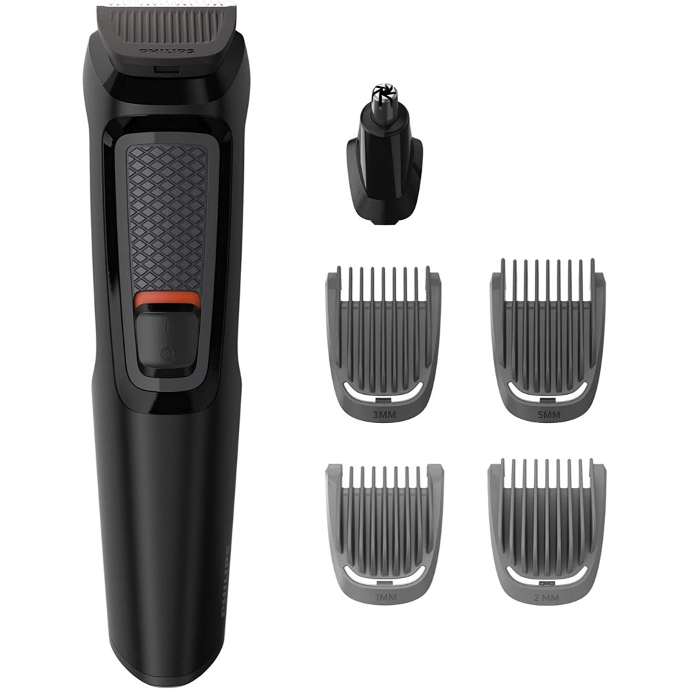 Philips, Multigroom Series 3000 6 in 1 Face Shaver (Black, Rectangle, Stainless Steel, Beard, Ear, Eyebrow, Nose, 60 min, Integrated), MG3710-15