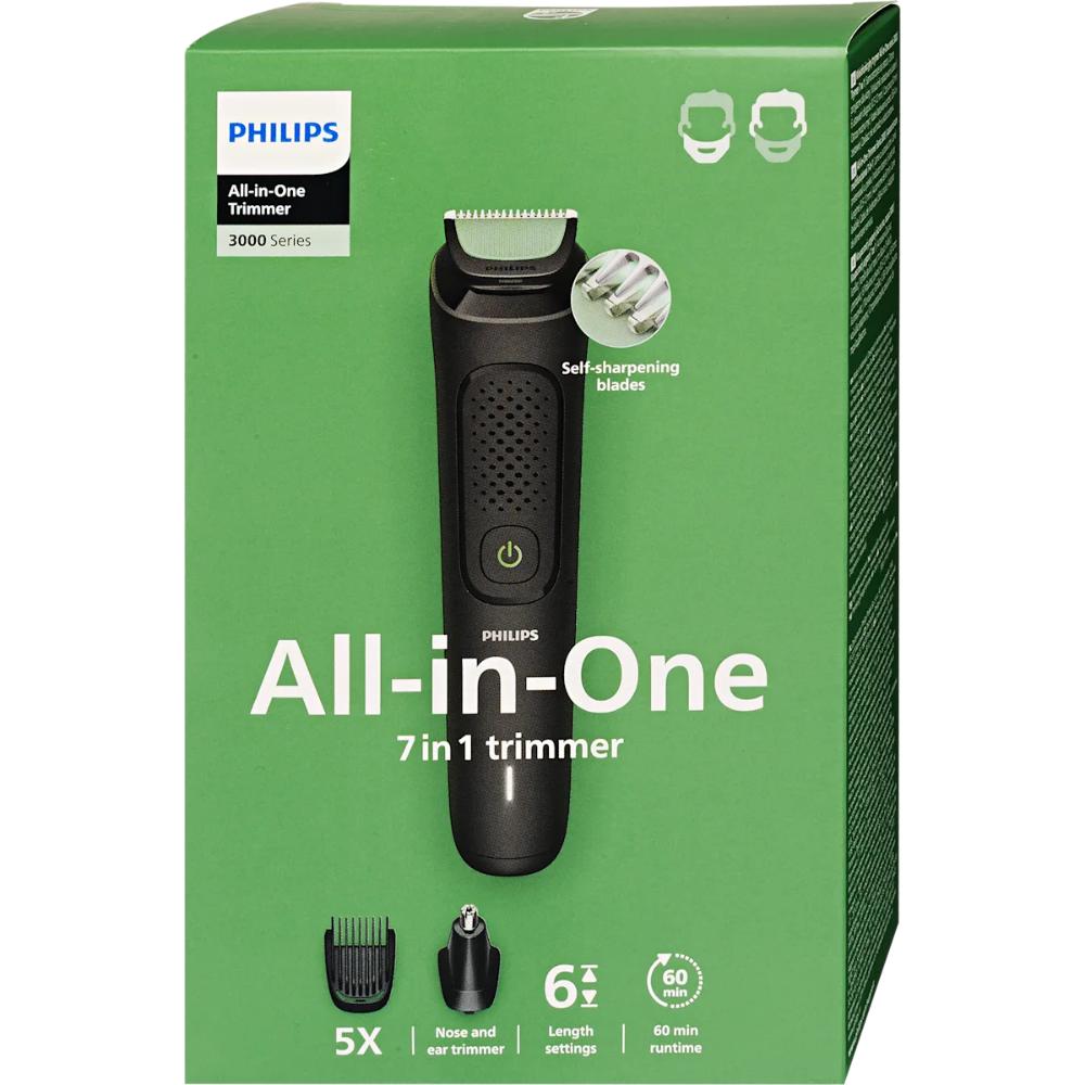 Philips, MultiGroom 7-in-1 Face & Hair Grooming Kit - Nose/Ear Trimmer, Beard & Hair Combs, 60-Min Runtime, MG3920