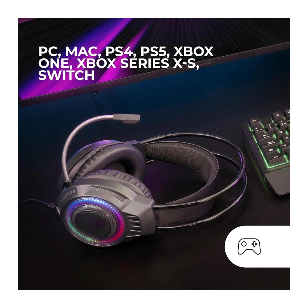Mars, Gaming Mh124, Frgb Rainbow Gaming Headset, Ergonomic Floating Headband, Flexible Microphone, On-Ear Volume Control, 2-In-1 Jack Cable Adapter, Available in Different Colors