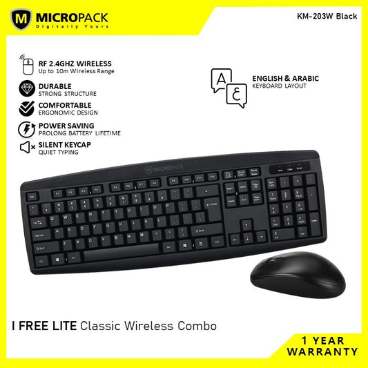 Micropack, Km-203W Classic Wireless Combo Keyboard & Mouse