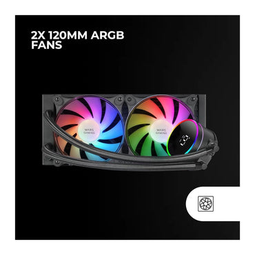 Mars, Gaming Ml-Lcd240, Watercooling Aio 500W Tdp, 2X Fdb Argb Fans, Lcd Temperature Display, Black