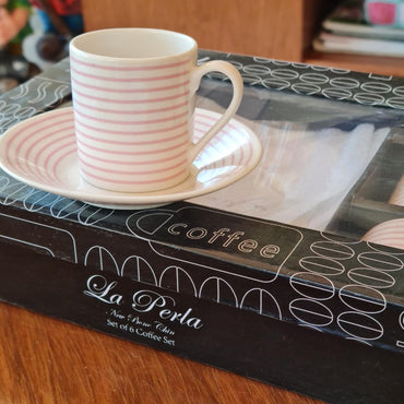 La Perla, New Bone China Coffee 6 Cups 90Cc With Saucers In Gift Box