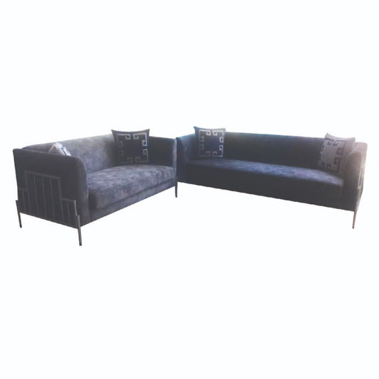 Mobili Casa, Modern Salon Grey 3 + 2 Places Silver Legs