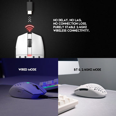 Fantech, Xd7 Aria Go, 3 Mode Connection Wired, Bluettoth & Wireless, 26000Dpi, Ultra Light Weight, Built-In Rechargeable Battery, Pro Gaming Mouse