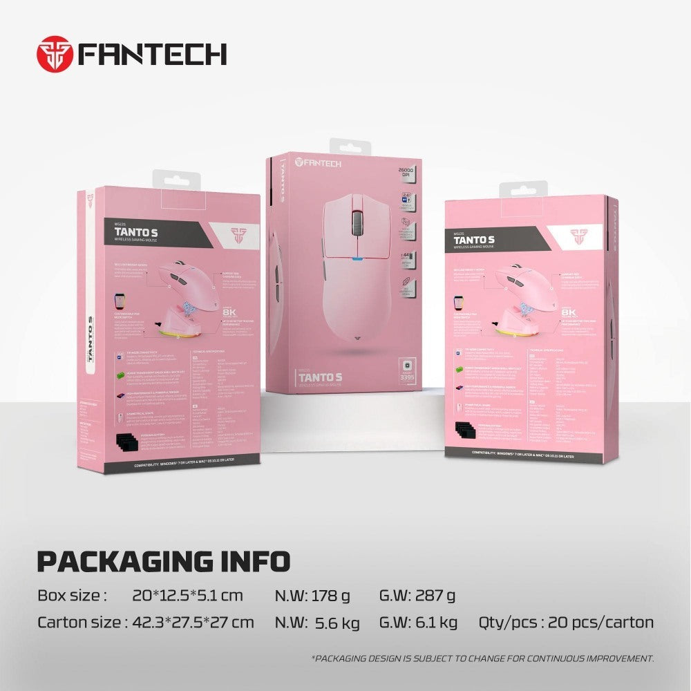 Fantech, Wg13S Tanto S Premium High-Performance Gaming Mouse With 26000 Dpi, 8K Polling Rate, And Tri-Mode Connectivity, Available in Different Colors