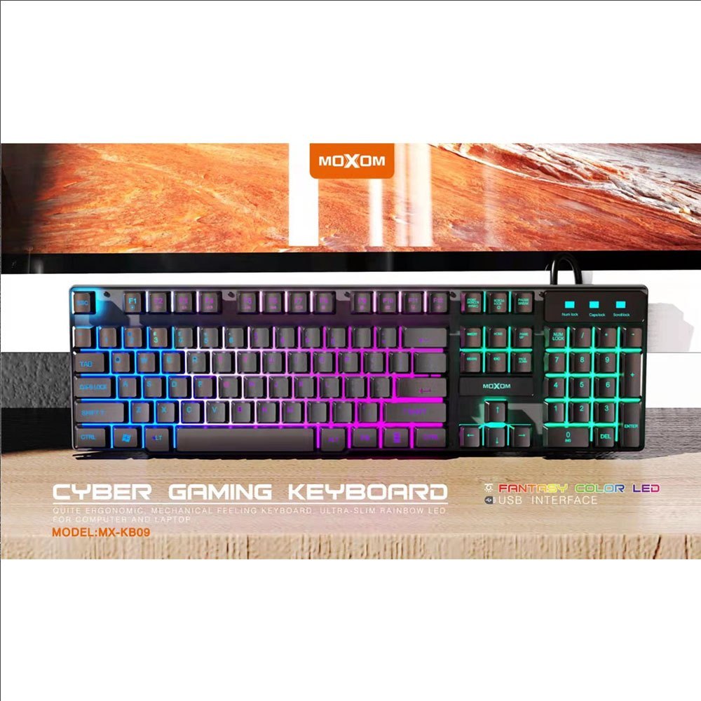 Moxom, MX-KB09, USB Gaming Keyboard Rainbow BackLight