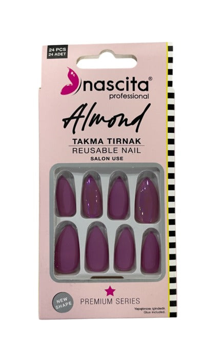 Nascita Almond Designed Nails With Glue 152 - Pack of 24