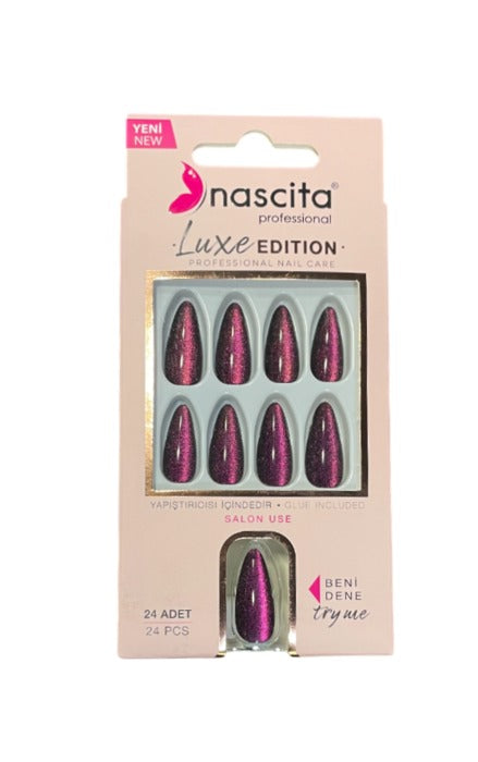 Nascita Cat Eye False Nails With Glue 241 - Pack of 24
