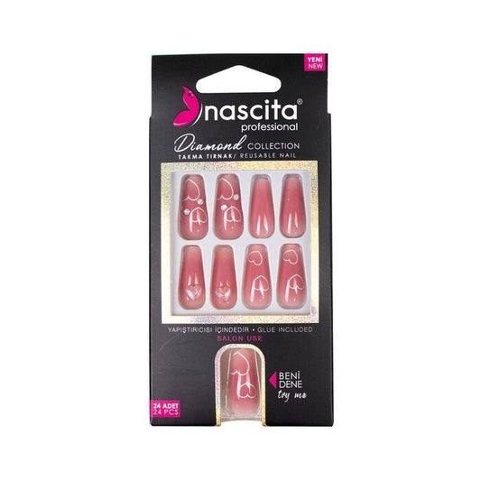 Nascita Diamond False Nails With Glue 254 - Pack of 24