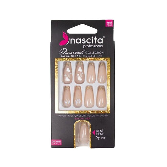 Nascita Diamond False Nails With Glue 255 - Pack of 24