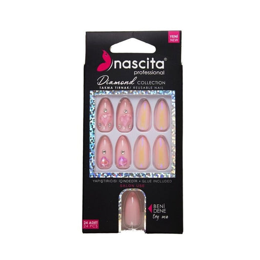 Nascita Diamond False Nails With Glue 264 - Pack of 24