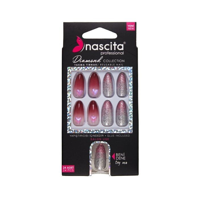 Nascita Diamond False Nails With Glue 265 - Pack of 24