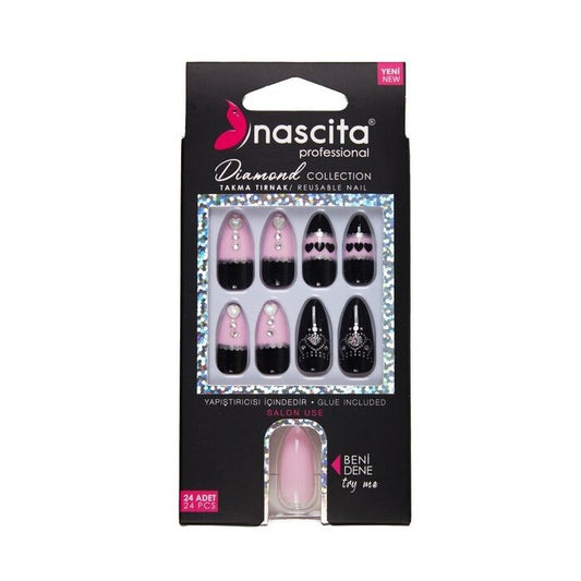 Nascita Diamond False Nails With Glue 270 - Pack of 24
