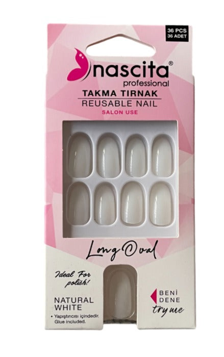Nascita Long Oval False Nails With Glue 139 - Pack of 36