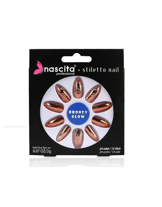 Nascita Stiletto Bronzy Glow Nails With Glue 29 - Pack of 24