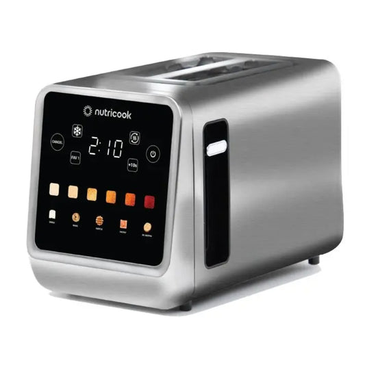 Nutricook 2 Slice Smart Toaster With Touch Screen, All In One For Bread, Bagel, Waffle, Pastry And English Muffin, Reheat, Defrost & Favorite Button, Stainless Steel, 850W