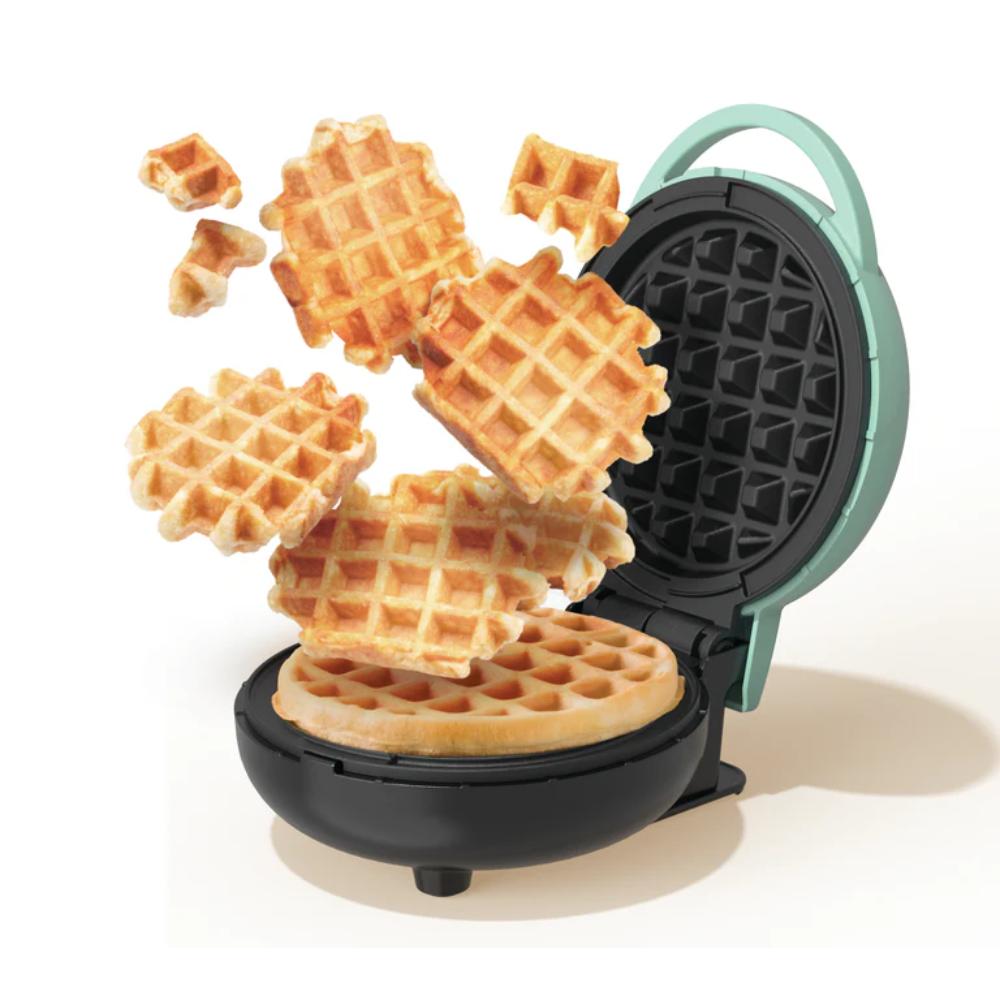 Nutricook Mini Waffle Maker 350-400W, Healthy Ceramic Coating, Quick Heat - Aqua Marine, NC-WM100AM