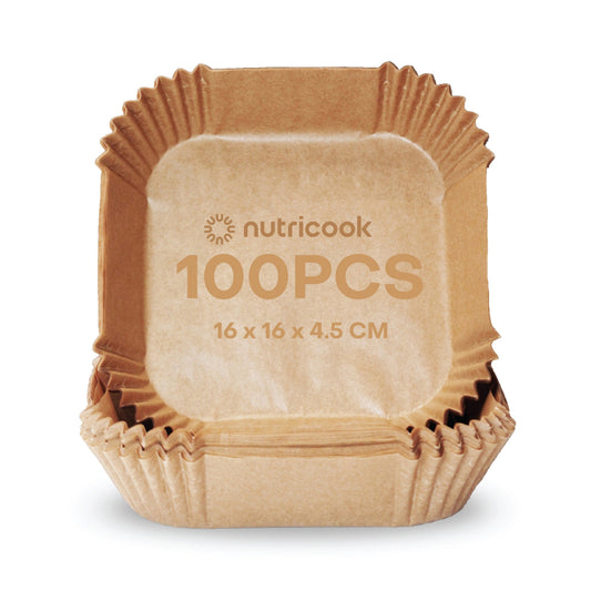 Nutricook 100Pcs Disposable Air Fryer Liner, Water-Proof Baking Paper For Air Frying, Baking, Roasting, Microwave, 16cm Square, NCK-AFL100