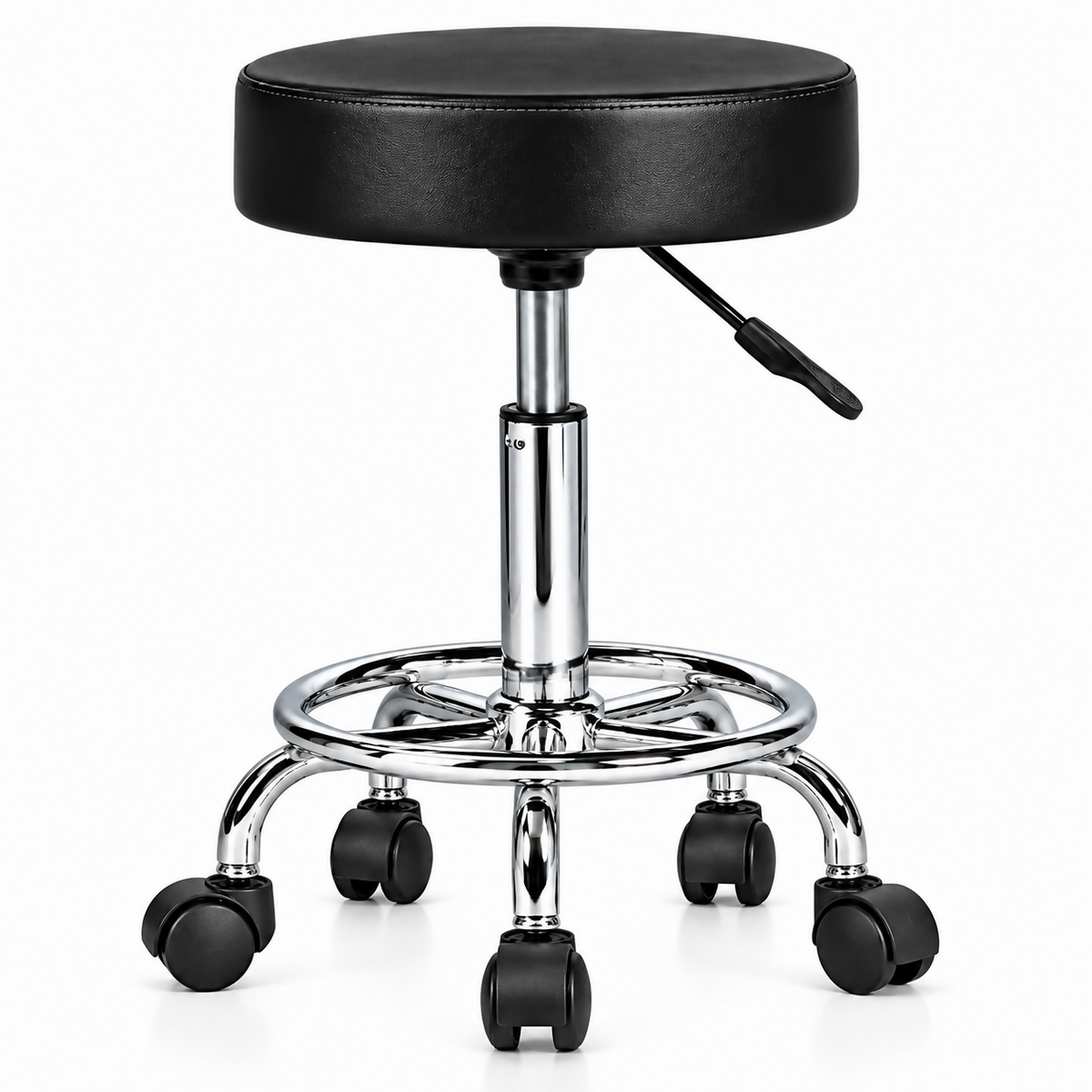 Professional Adjustable Rolling Salon Stool-Tabouret with Footrest