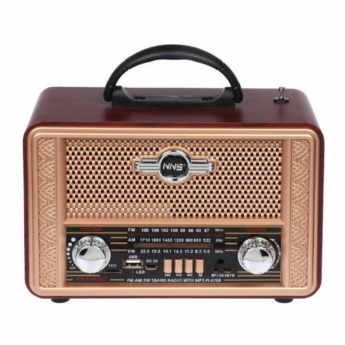 Ns-8098Bt Retro Style Portable Desktop Radio Am Fm Sw 3 Band Stereo Sound