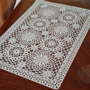 Zenit, 6 Pieces Vinyl 30X45Cm White Crochet Like Table Mat Bottom Sealed Made In Taiwan