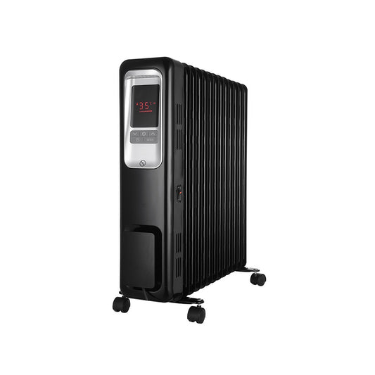 Campomatic Oil Filled Radiator, Digital Control With Led Screen, 13 Elements, 2500W, Thermostat, 3 Heat Settings, Tip- Over Switch Safety, Anti Freeze, Black Color, OFR13BD