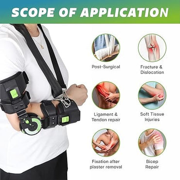 OrthoLife, Adjustable Hinged Rom Elbow Brace - Post-Op Stabilizer Splint For Arm Injury Recovery Support After Surgery, Ligament And Tendon Repairs And Dislocation