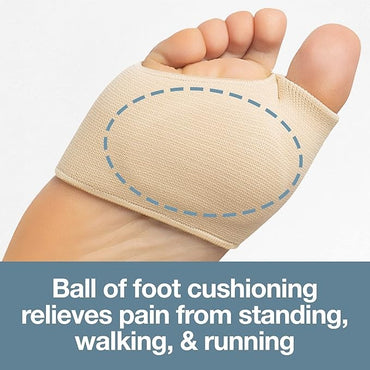 OrthoLife, Metatarsal Pads For Men And Women - Ball Of Foot Pain Relief Cushions For Sesamoiditis, Metatarsalgia, Morton'S Neuroma - 2 Pairs Fabric Sleeves With Gel Inserts