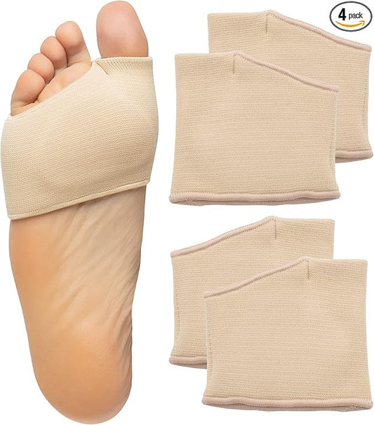 OrthoLife, Metatarsal Pads For Men And Women - Ball Of Foot Pain Relief Cushions For Sesamoiditis, Metatarsalgia, Morton'S Neuroma - 2 Pairs Fabric Sleeves With Gel Inserts