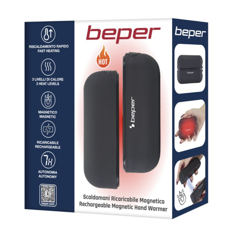 Beper Hand Warmer Rchargeable Magnetic, 3 Heat Level, USB-C Charging, P203TFO050