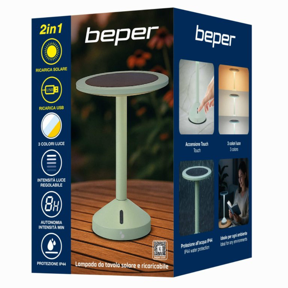 Beper Solar & Rechargeable Table Lamp Helia, P207ILO600