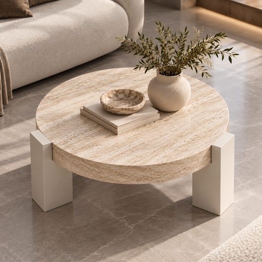 Aurelia Travertine Round Coffee Table | 518