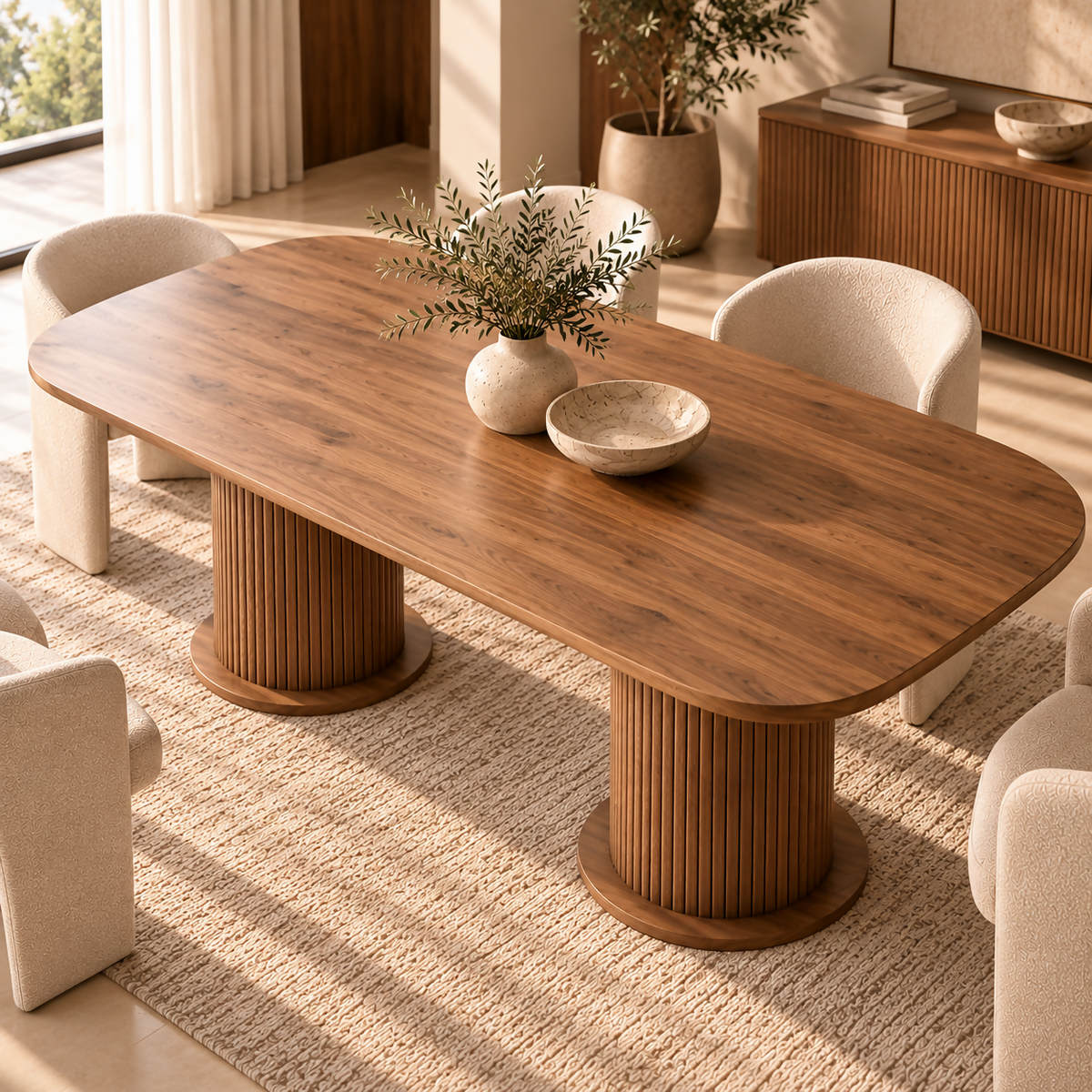 Valencia Fluted Wood Dining Table | MASA-201